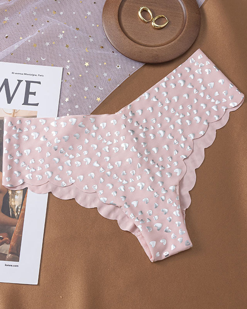 Seamless Ice Silk Heart Star Printed Panties