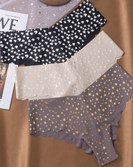 Seamless Ice Silk Heart Star Printed Panties