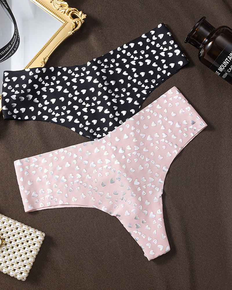 Seamless Ice Silk Heart Star Printed Panties