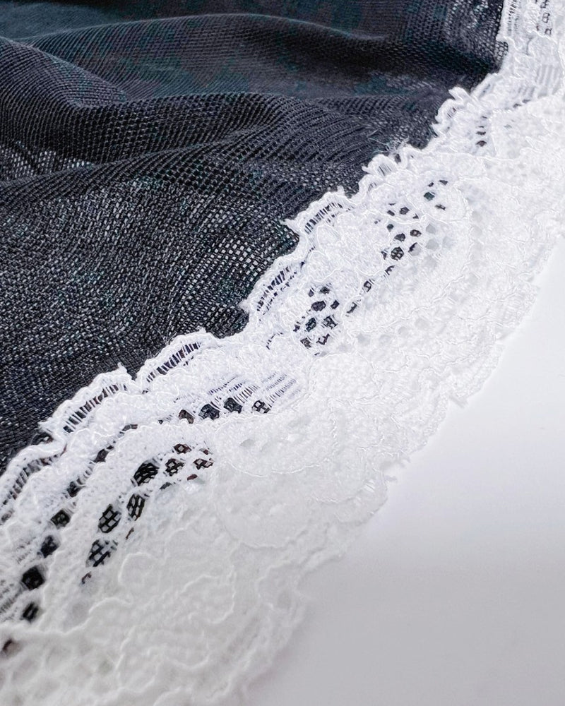 Lace Mesh Stitching See-through Maid Uniform Suit