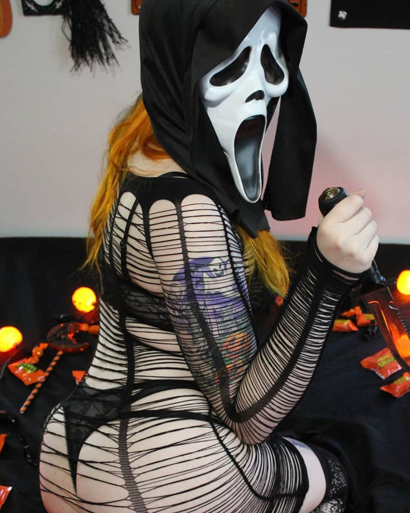 Halloween Cosplay Spider Web Hollow Long Sleeve Dress