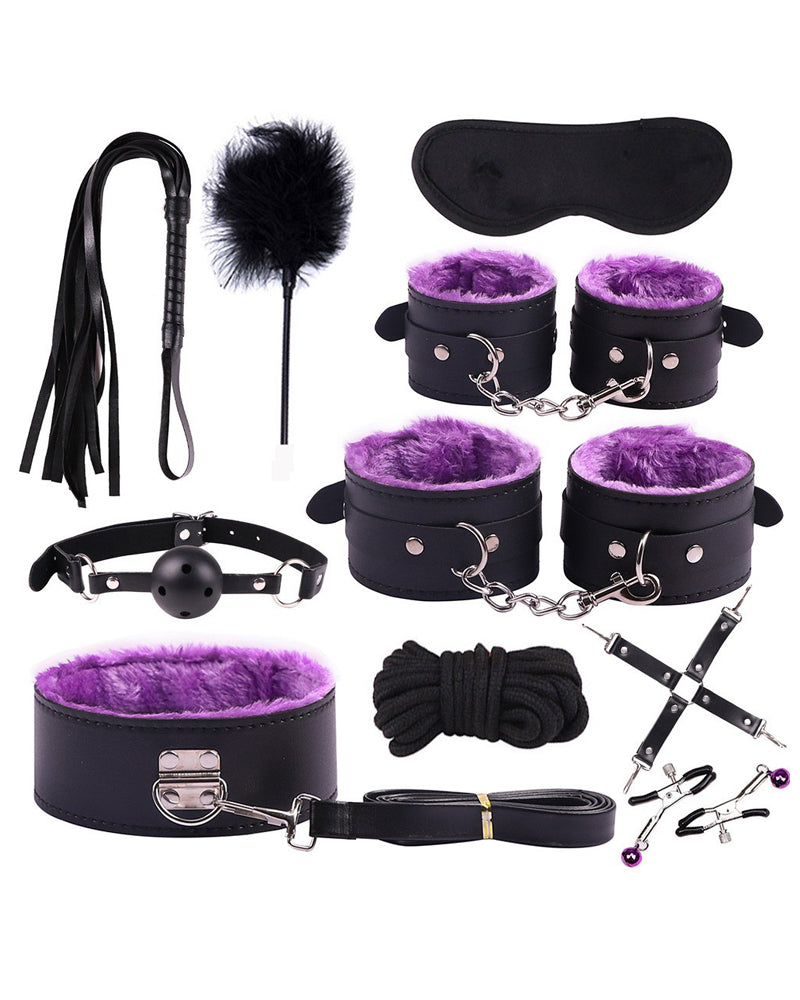 SM Plush Leather Bondage 10-Piece Set