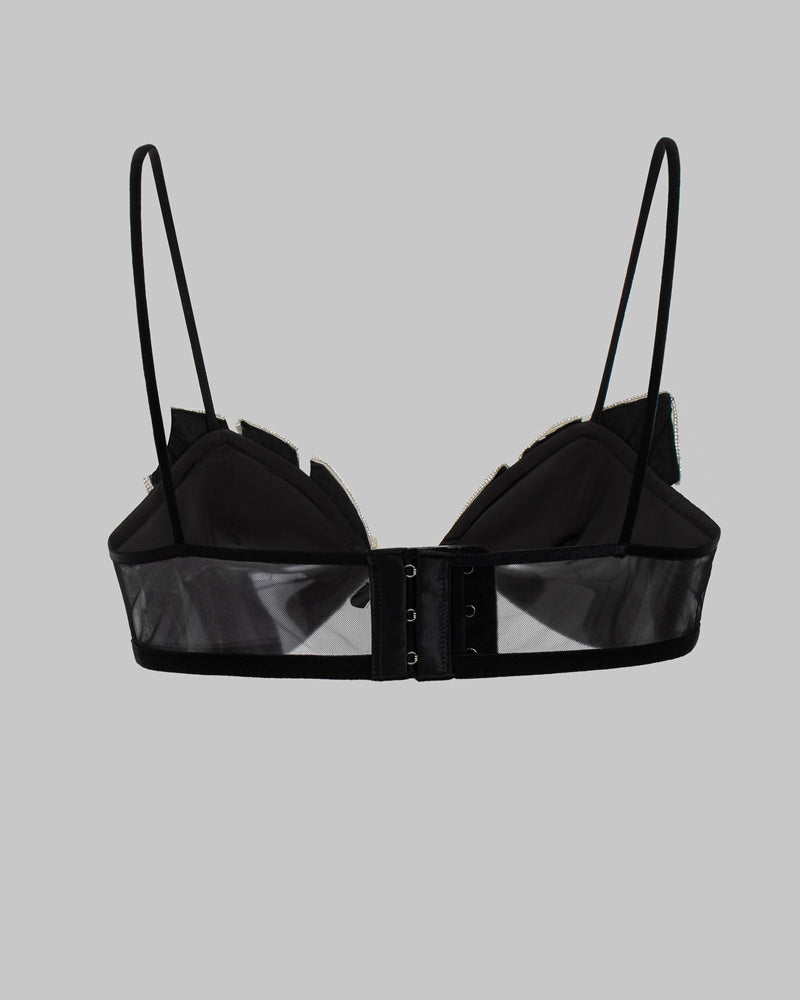 Silver Rhinestone Mesh Backless Camisole Bra