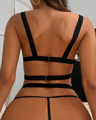 Bondage PU Strap SM Bra One-piece Suit