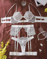 See-through Embroidered Lace Body-shaping Underwear Set