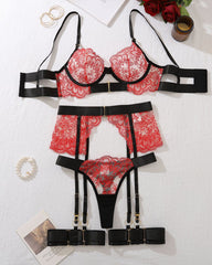 See-through Embroidered Lace Body-shaping Underwear Set
