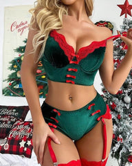 Christmas Velvet Colorblock Suit