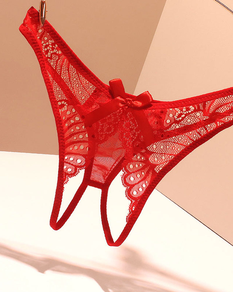 Lace Crotchless Stretch Thong