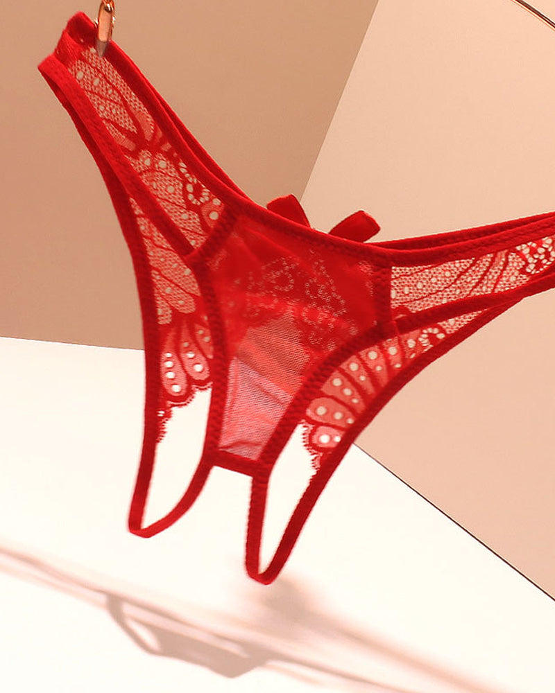 Lace Crotchless Stretch Thong
