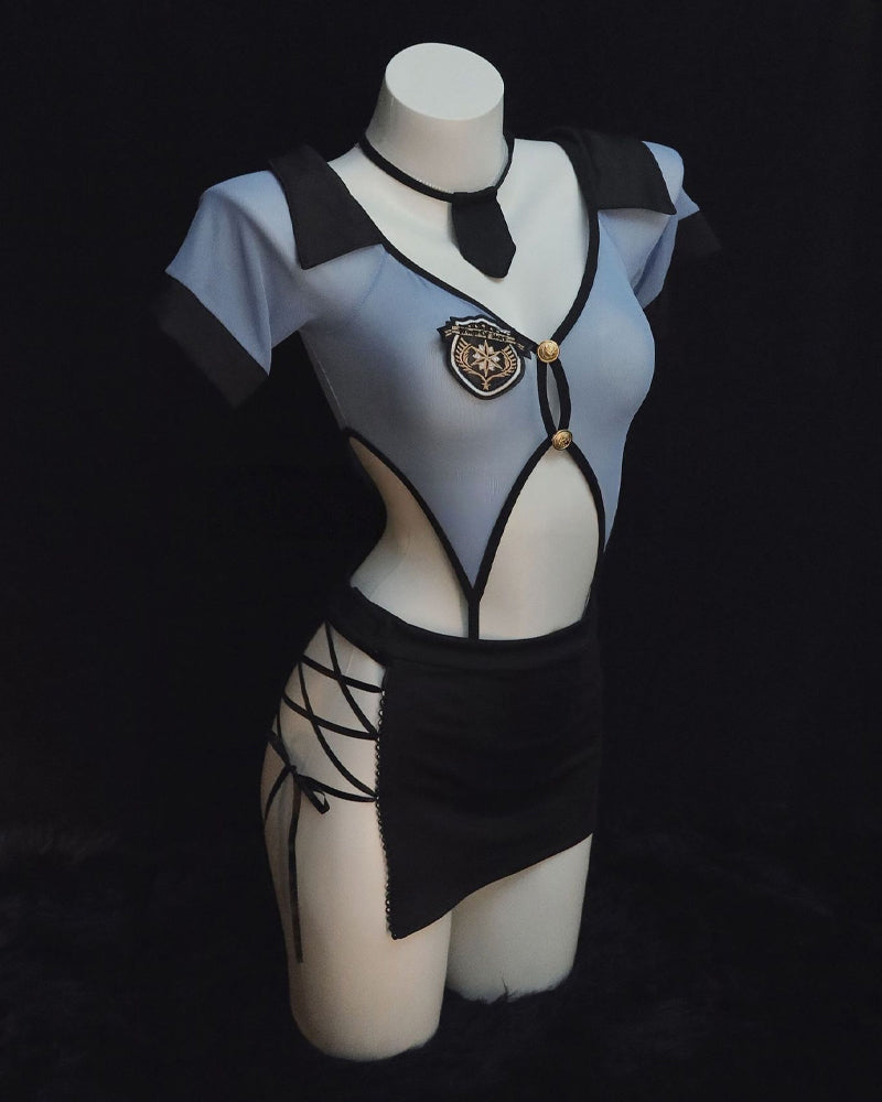 Policewoman Uniform Cosplay Hollow Perspective Pajamas