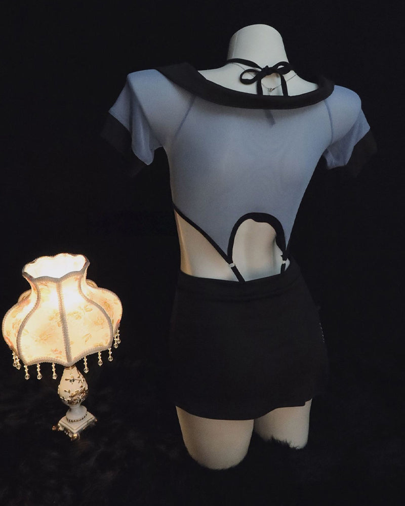 Policewoman Uniform Cosplay Hollow Perspective Pajamas