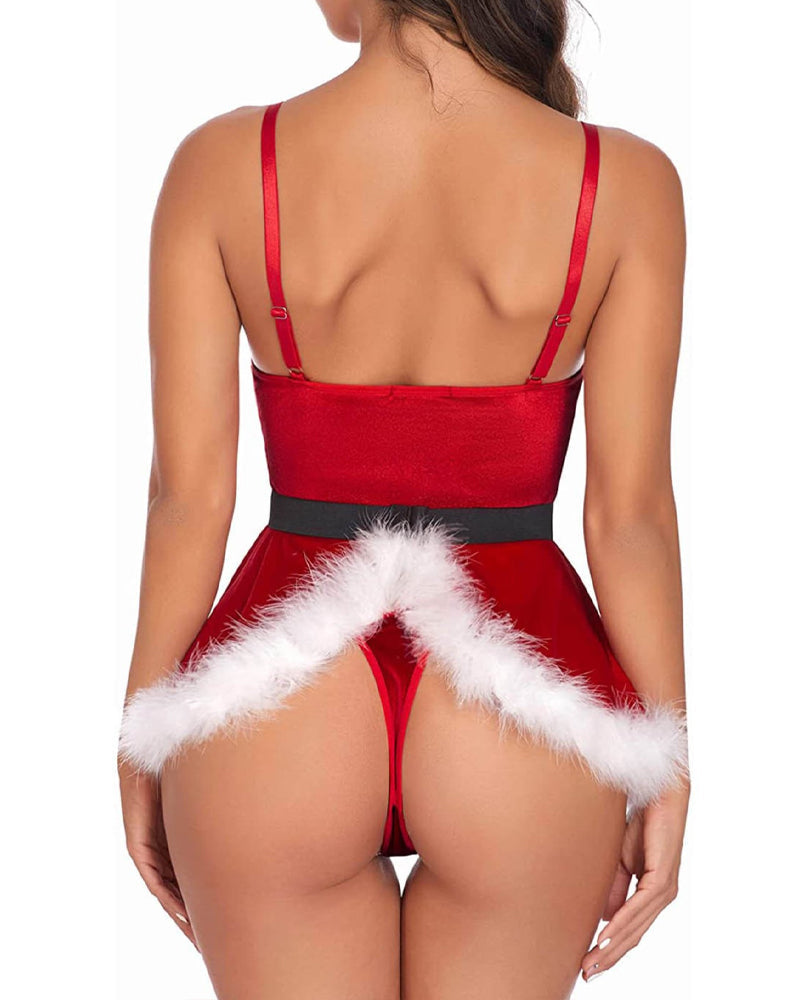 Christmas Plush Suspender Pajamas