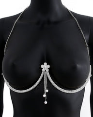 Fashion Diamond Studded Tassel Bra Necklace