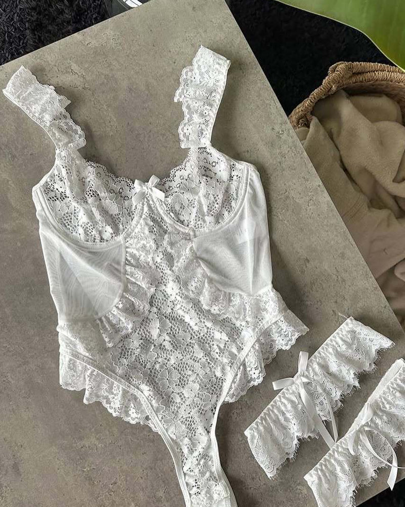 Lace See-Through Body-Shaping Hollow Bodysuit