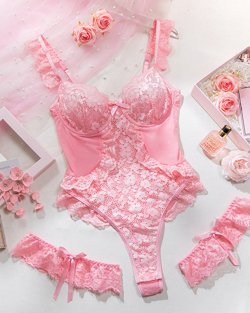Lace See-Through Body-Shaping Hollow Bodysuit