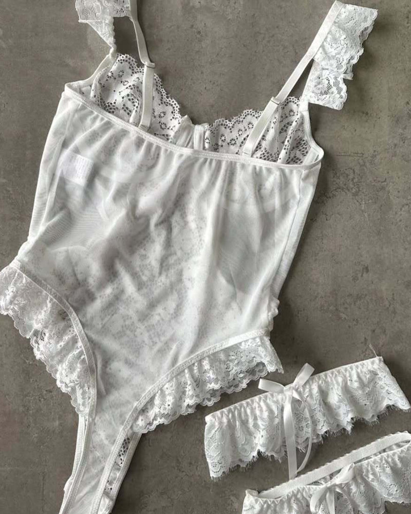 Lace See-Through Body-Shaping Hollow Bodysuit