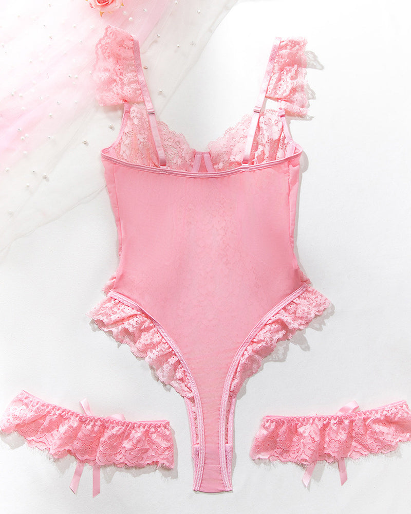 Lace See-Through Body-Shaping Hollow Bodysuit