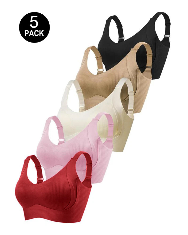 Solid Color Four Rows Adjustable Wireless Women's Bra
