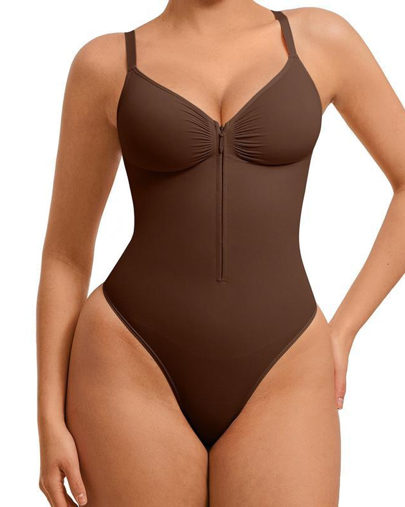 Women's Solid Color Tummy Tuck Seamless Zipper Body Shaper