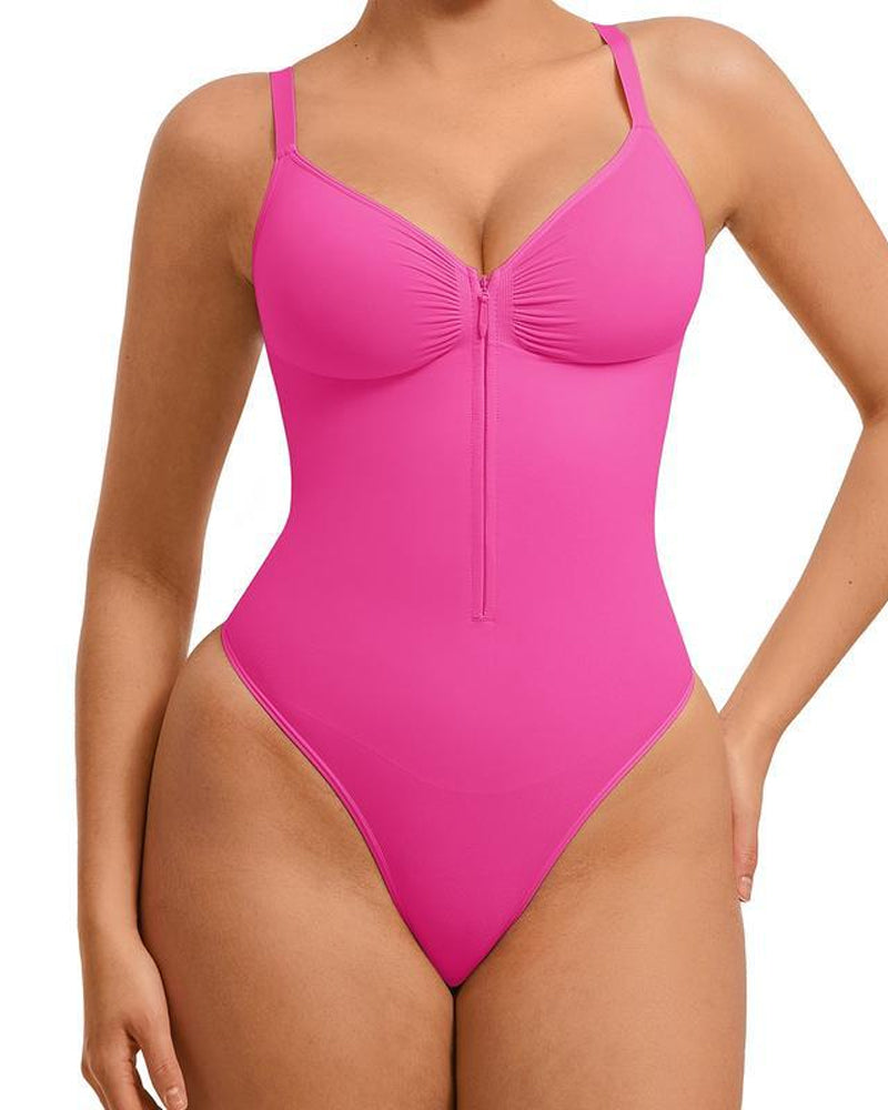 Women's Solid Color Tummy Tuck Seamless Zipper Body Shaper