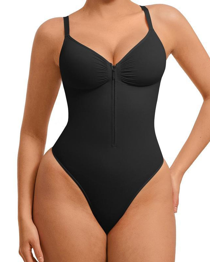 Women's Solid Color Tummy Tuck Seamless Zipper Body Shaper