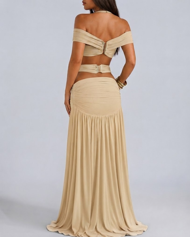 Halter Crop Top & Bodycon Maxi Skirt Set