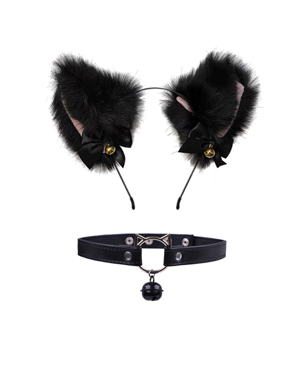 Bell Collar Tail Jewelry Maid Costume Headdress Neck Accessory Props Set