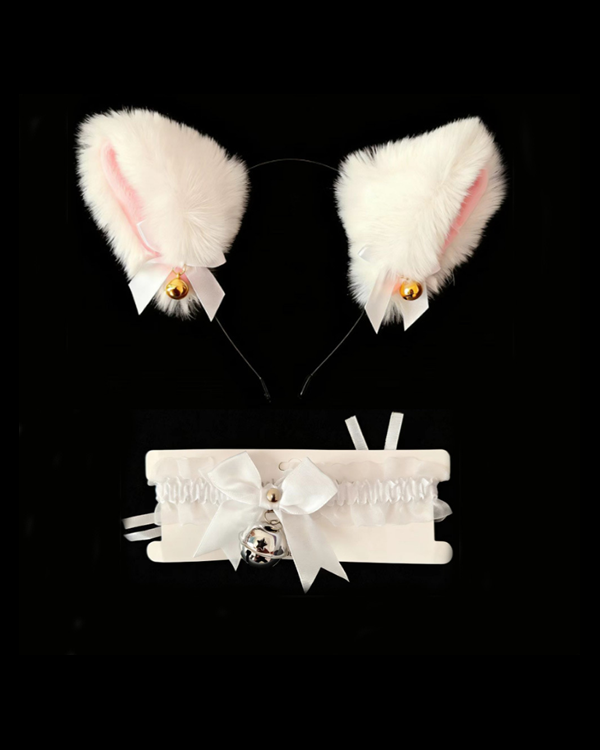 Bell Collar Tail Jewelry Maid Costume Headdress Neck Accessory Props Set