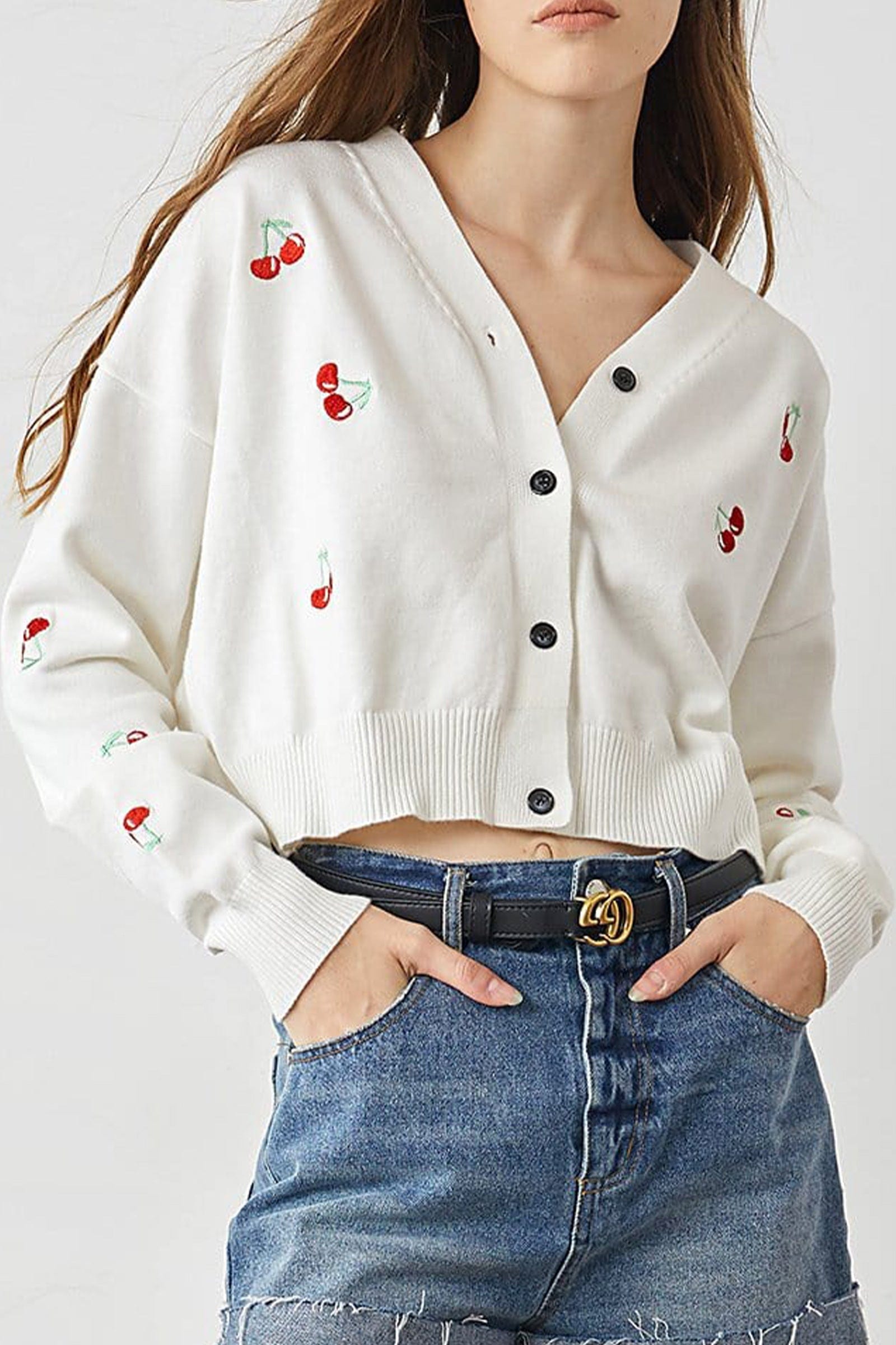 Mariko White Sweet Cardigan