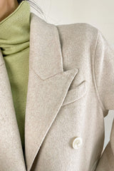 Gainsboro Premium Wool Double-Breasted Collared Longline Coat