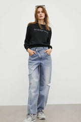 Ripped Slouchy Wide-Leg Mom Jeans