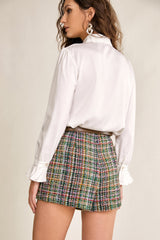 Multicolor High-Waisted Tweed Skort