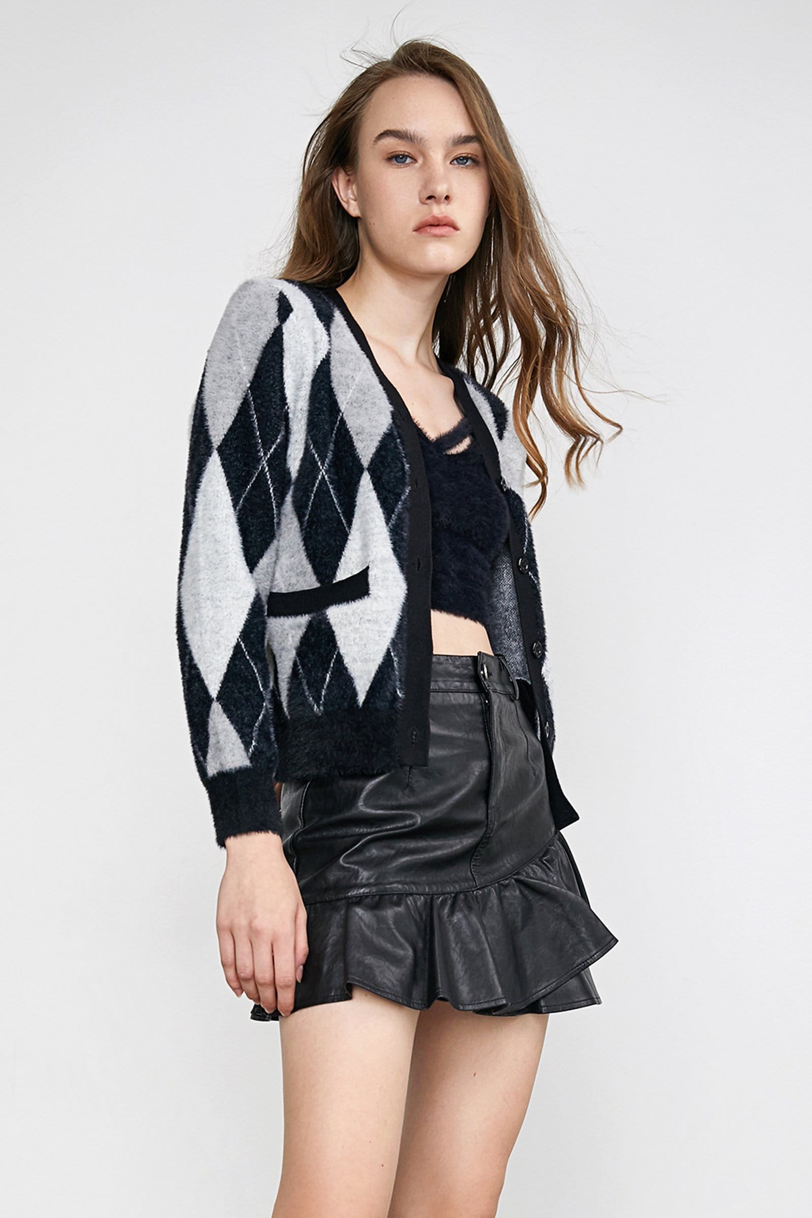 Ednah Black Button-Up Cardigan