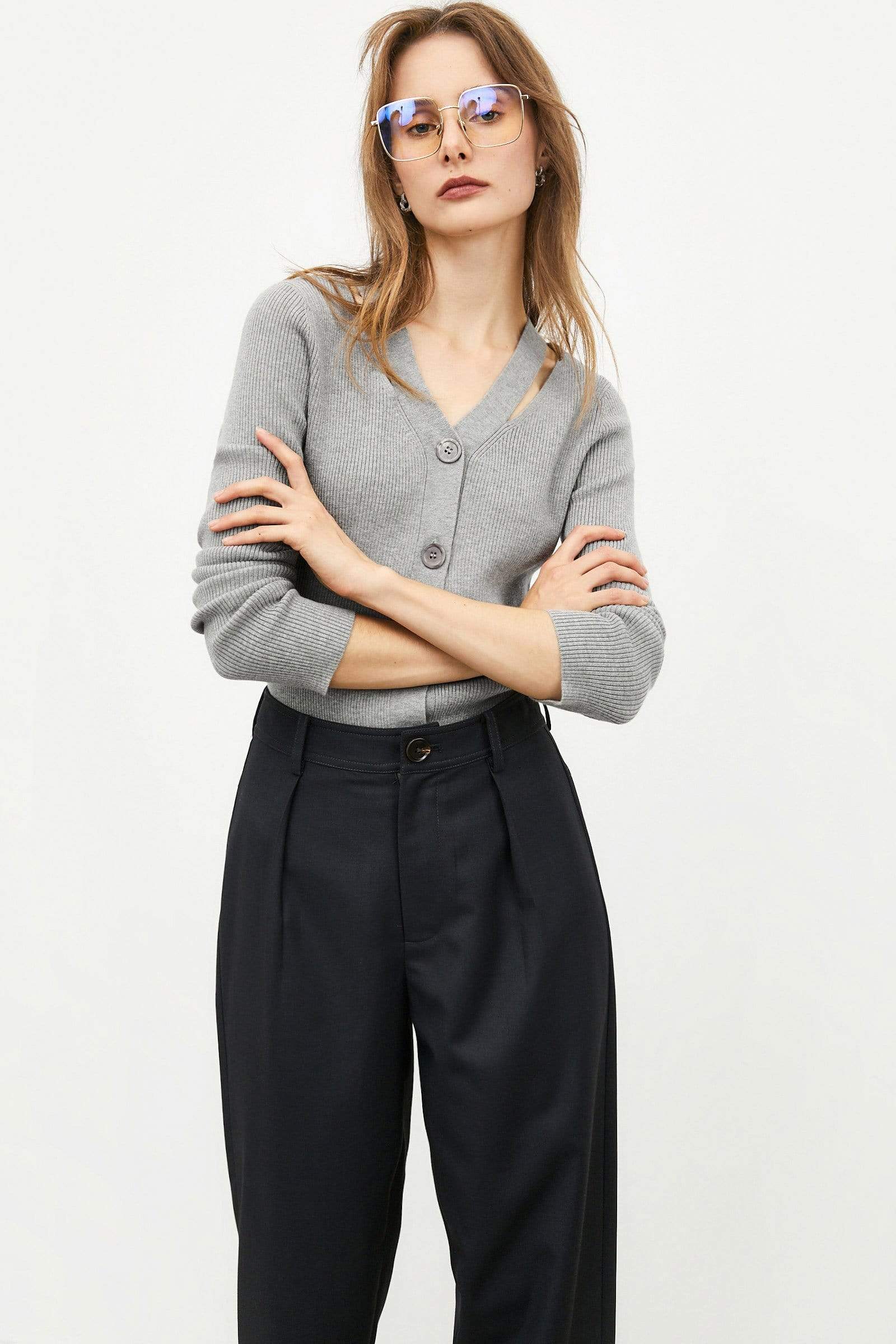 Grey Button-Up Cardigan