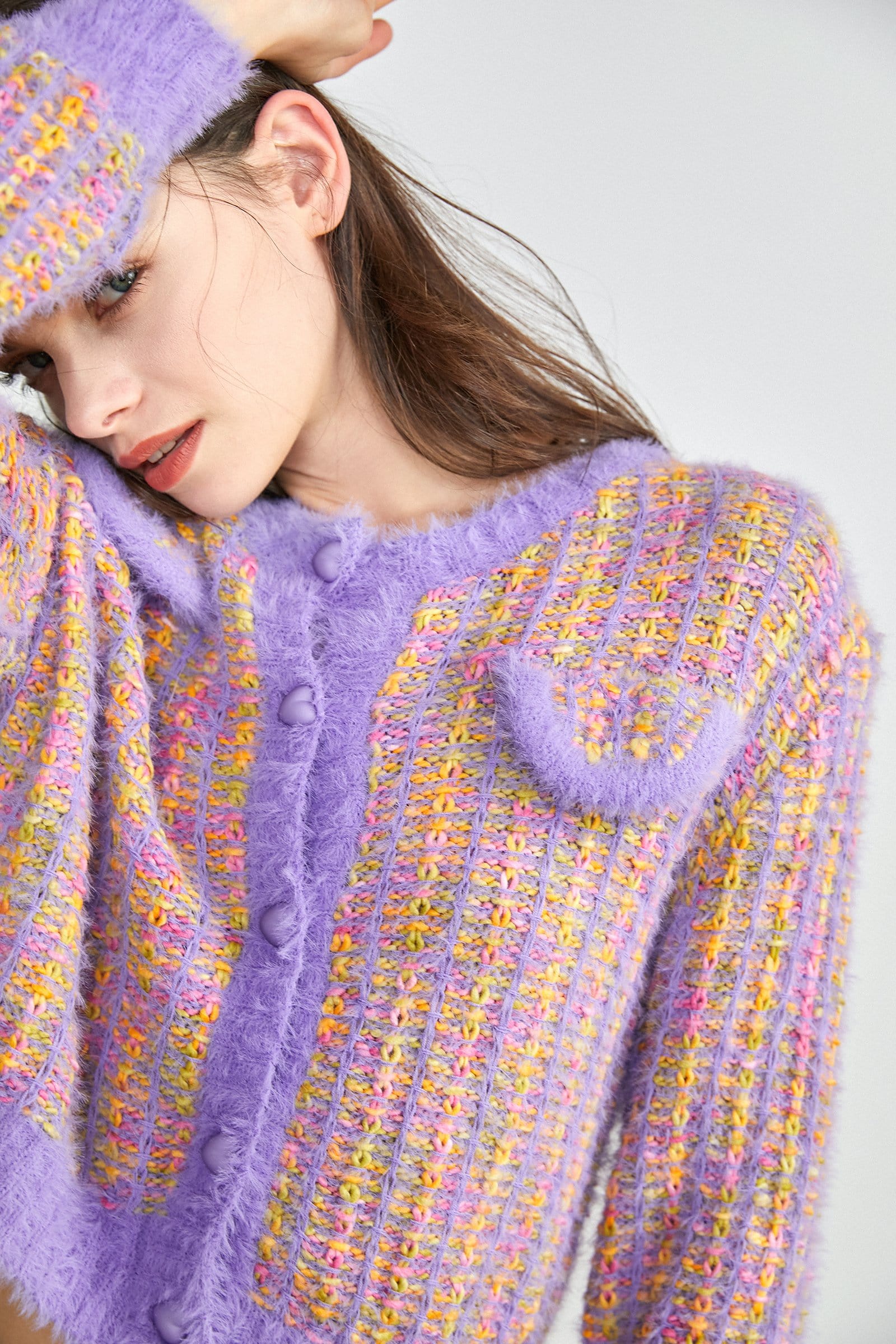 Oktober Medium Purple Button-Up Cardigan