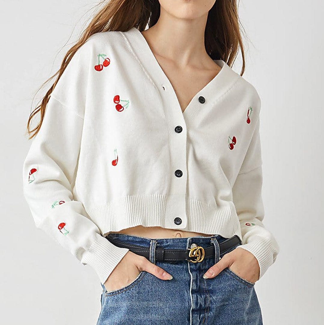 Mariko White Sweet Cardigan