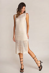 Ivory Crochet Maxi Dress With Matching Cami Dress