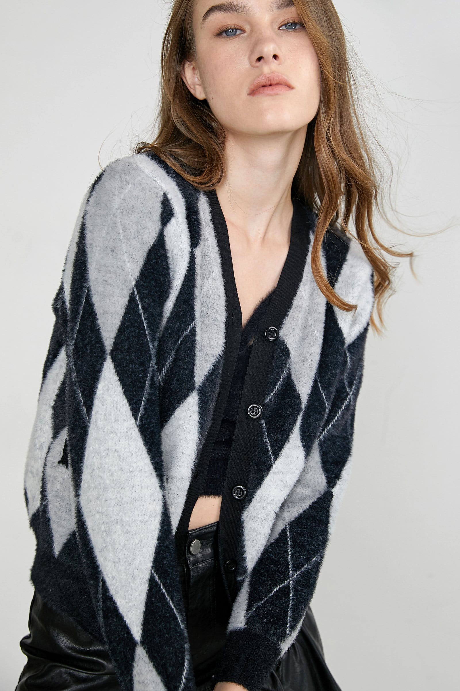 Ednah Black Button-Up Cardigan