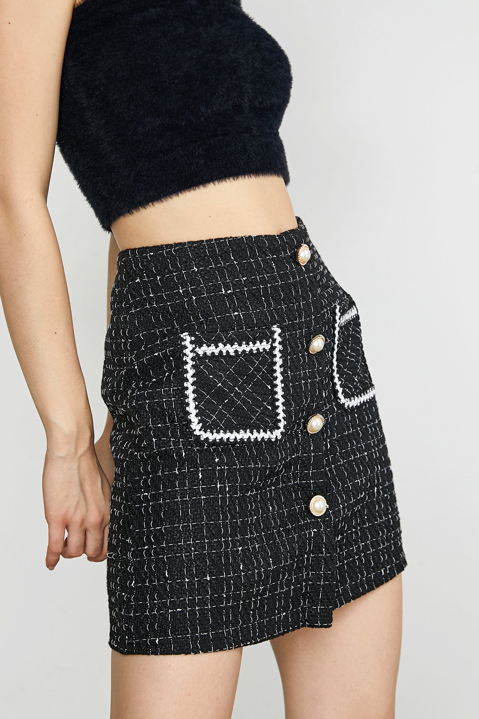 November Black Button Skirt