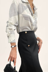 Black High-Rise Ruffle Midi Skirt