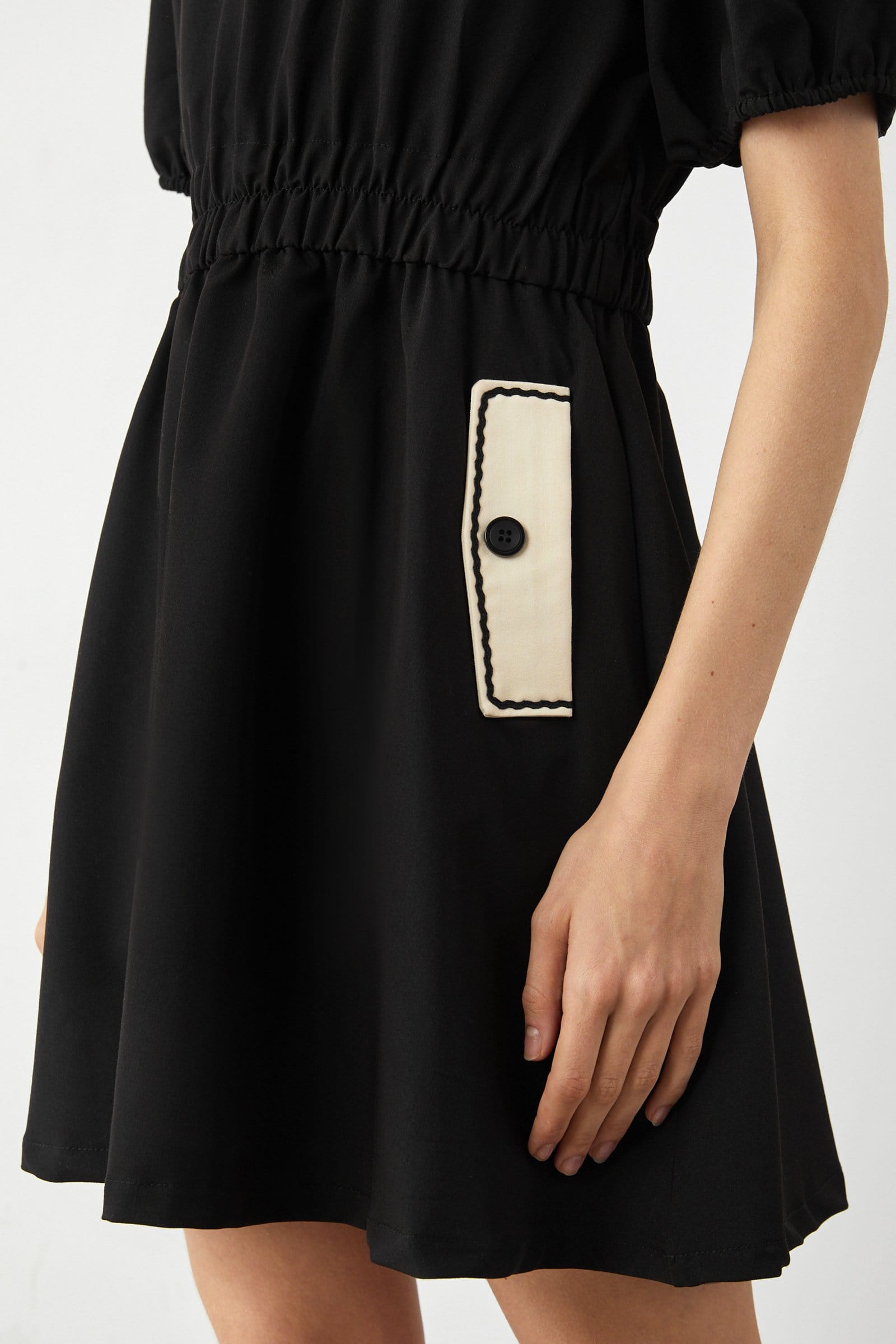 Zoie Black Puff Sleeves Mini Dress