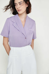 Medium Purple Asymmetric Button Down Shirt