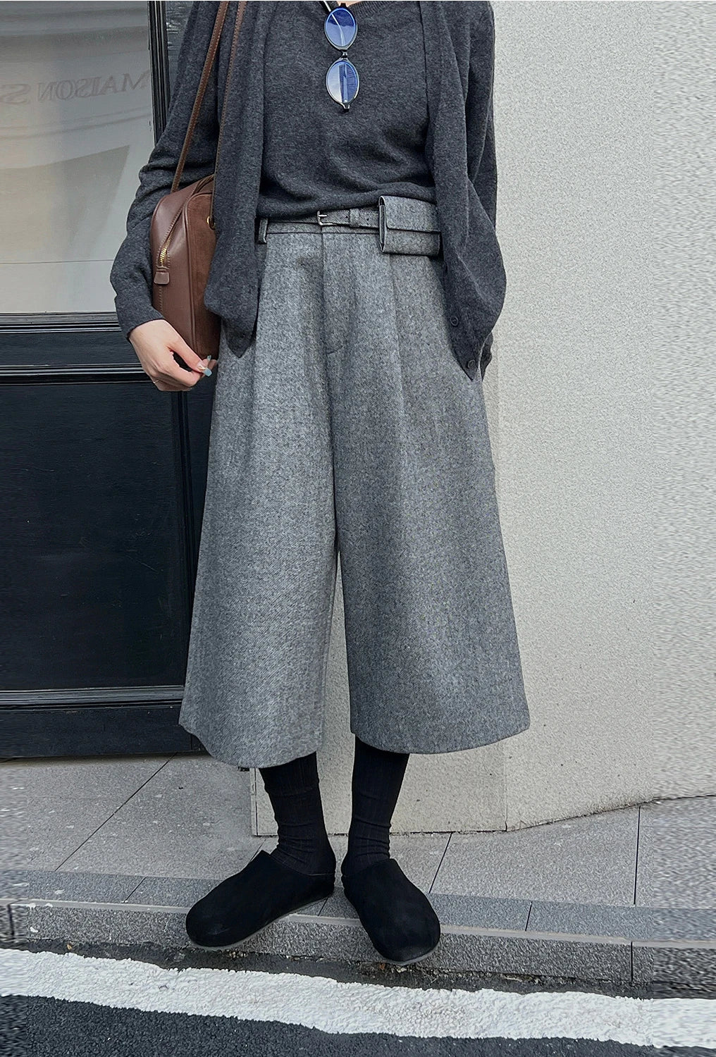 Minimalist Wool Blend Relaxed Fit Winter Pants