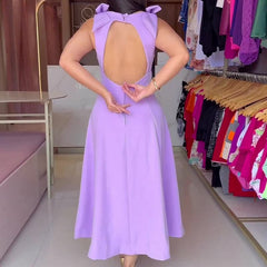 Bow backless dress mini