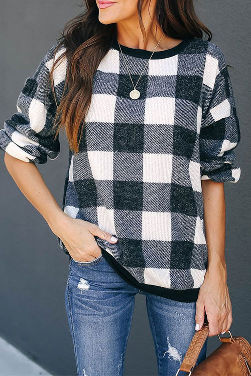 All at Once Gingham Long Sleeve Pullover - 2 Colors