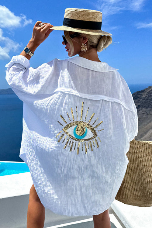 Summer Escapades Linen Sequin-Embroidered Top - 3 Colors