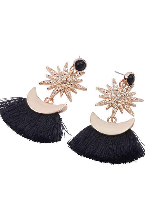 Tassel Crescent Shining Earrings