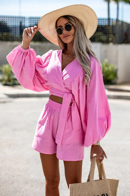 Divinely Sunny Wrap Long Sleeve Suit - 3 Colors