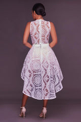 Lace Pattern High&Low Suit