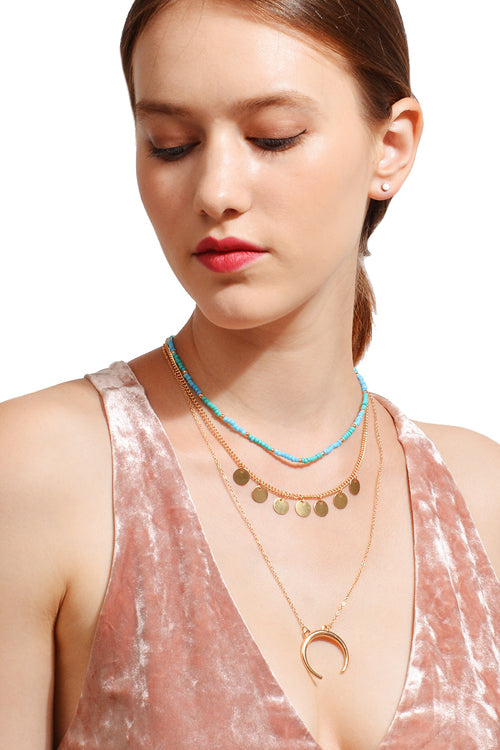 Bead Pendant Moon Necklace